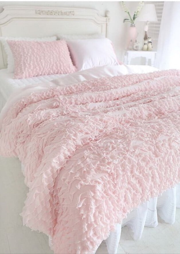 Layer Your Bedding with Textured Pink Ruffle Duvet