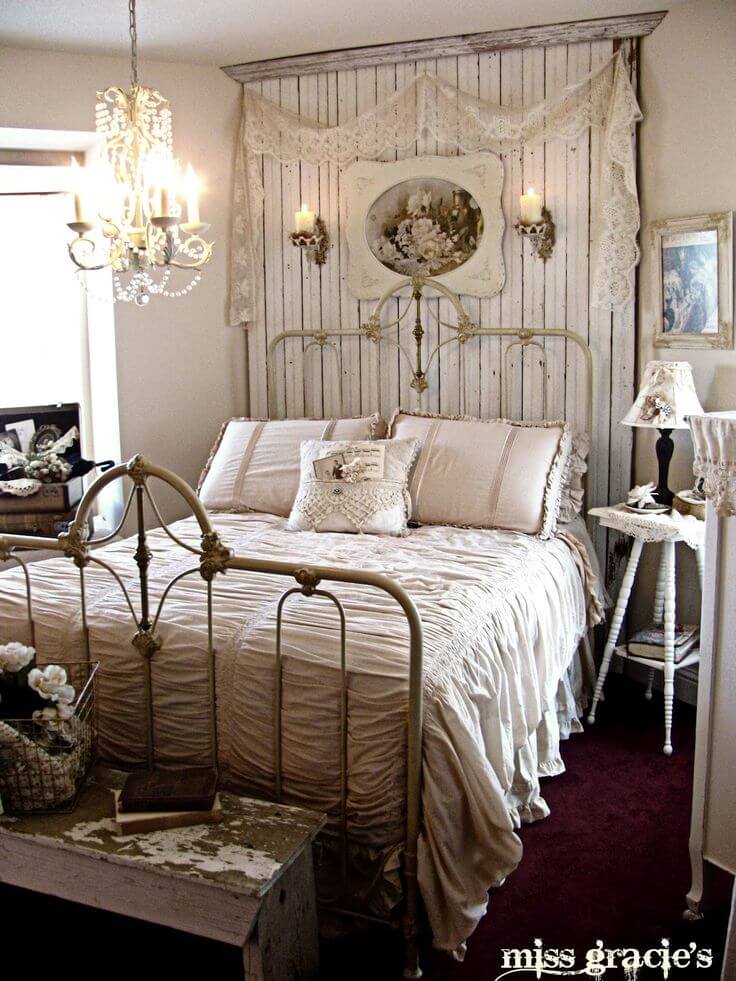 Distressed Wood Plank Wall Creates a Romantic Backdrop