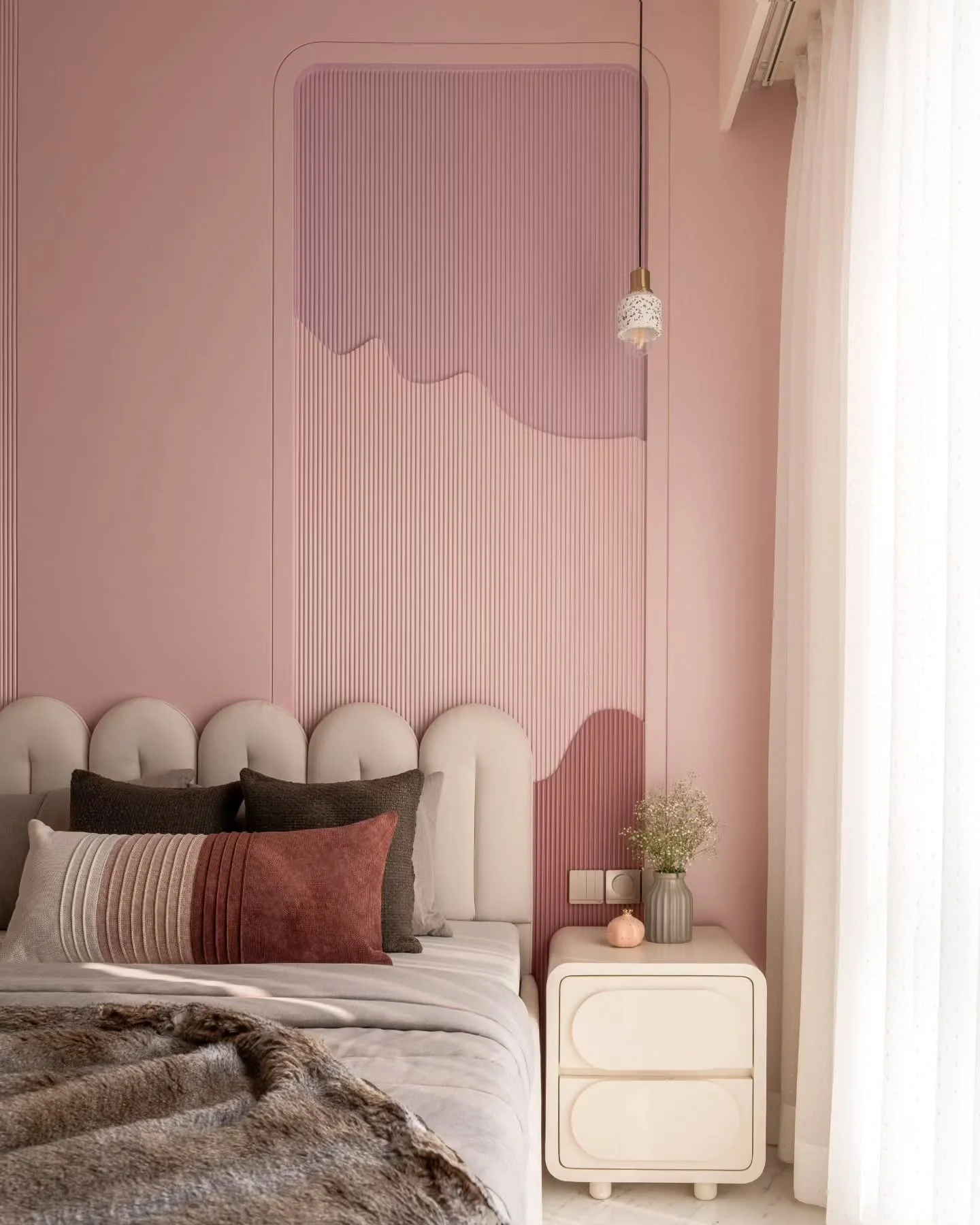 Soften Walls with Fluted Panels and Wavy Color Blocks