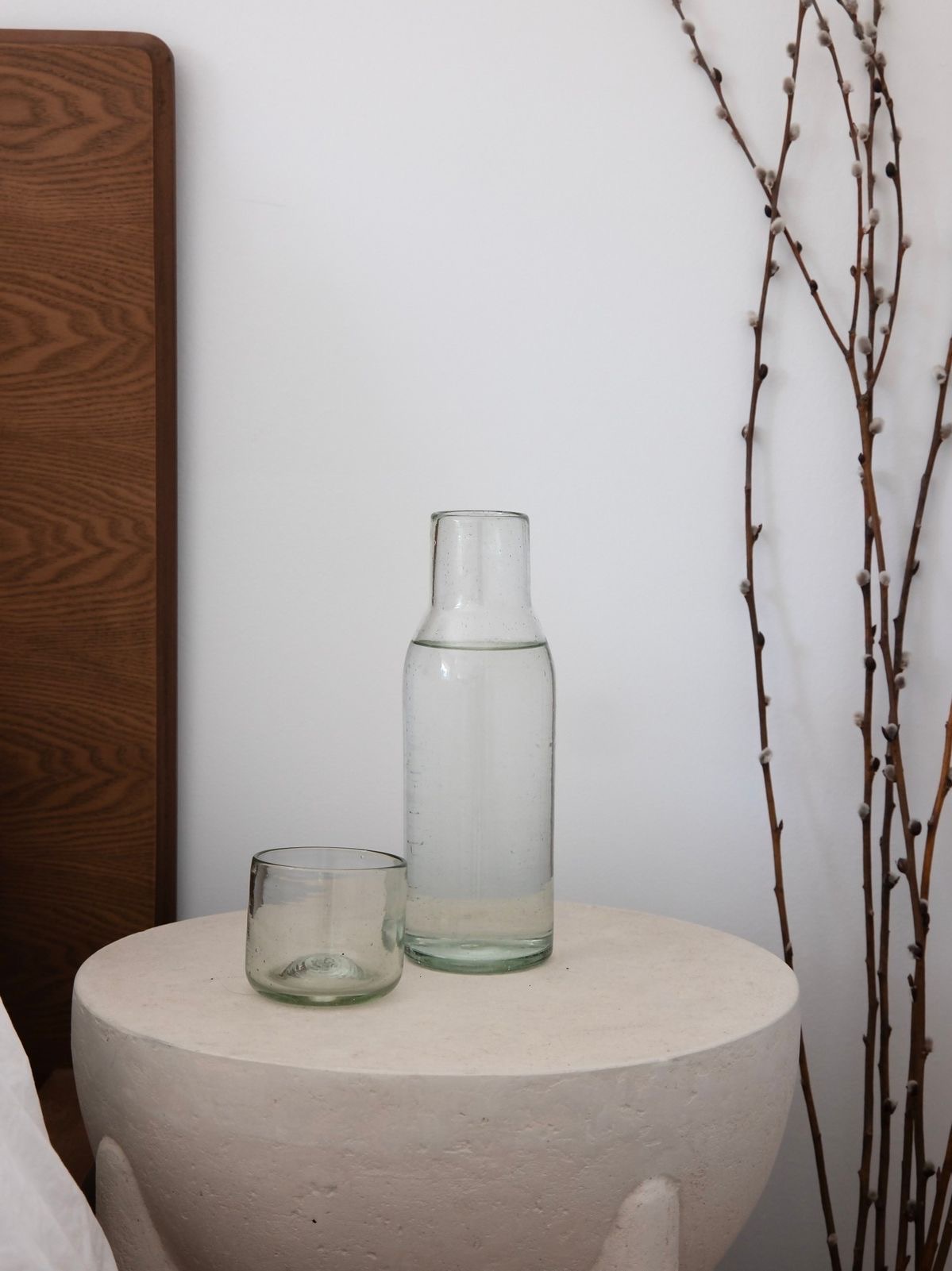 Glass Carafe and Tumbler for Guest Hydration