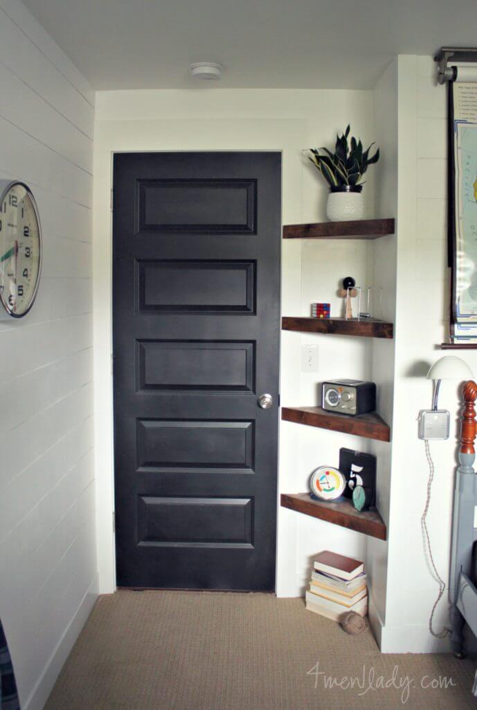 Fit Triangular Shelves Into Any Corner Near a Door