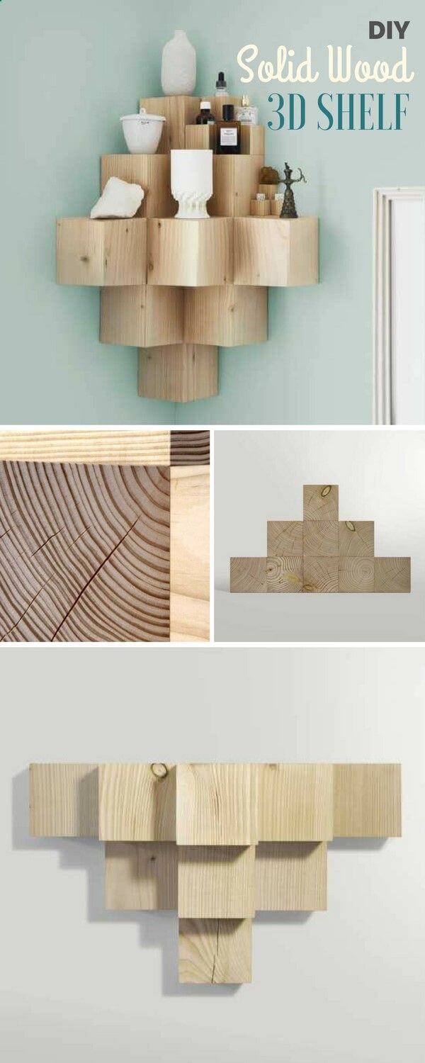 Geometric Wood Shelves Add Layered Display Space