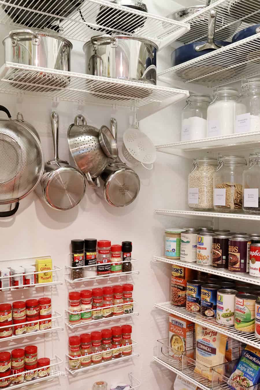 Hanging Pots and Pans Free Up Shelf Space