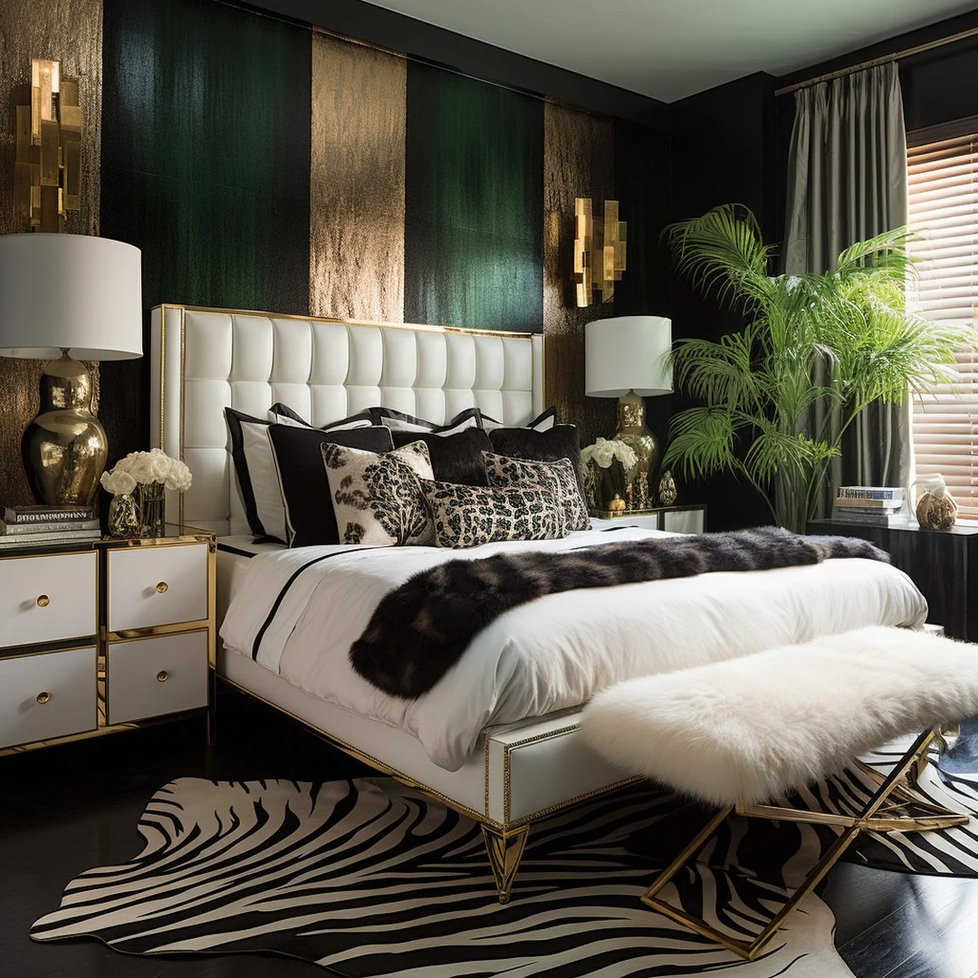 Vertical Metallic Stripes Create a Dramatic Art Deco Backdrop
