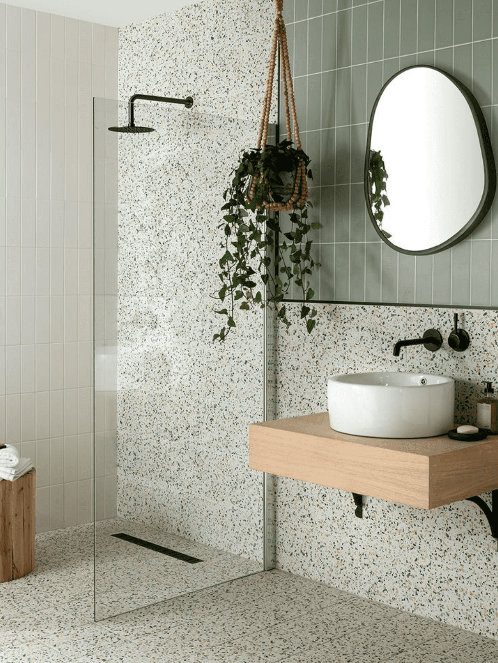 Speckled Terrazzo Tiles Create a Lively Backdrop
