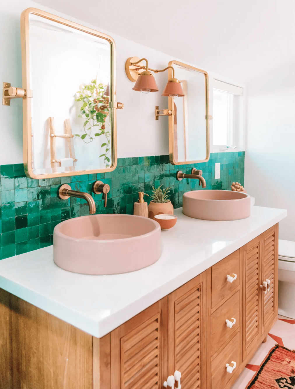 Emerald Square Tile Backsplash Adds Jewel-Toned Vibrancy