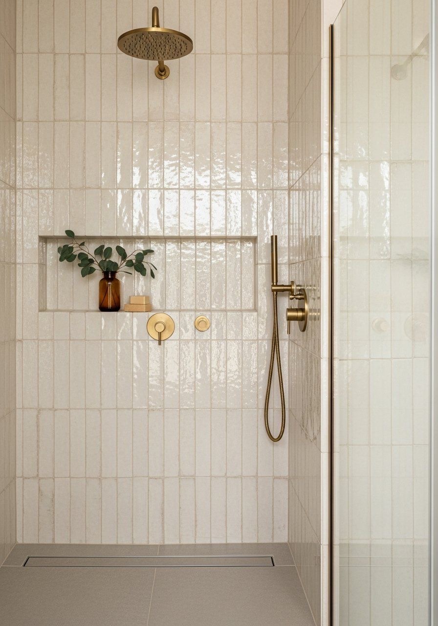 Vertical Stacked Tiles Elongate Your Shower Wall