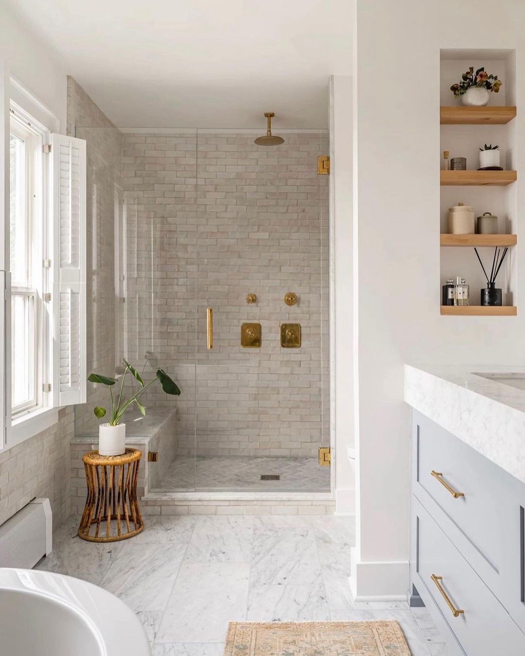Herringbone Shower Floor Adds Refined Detail