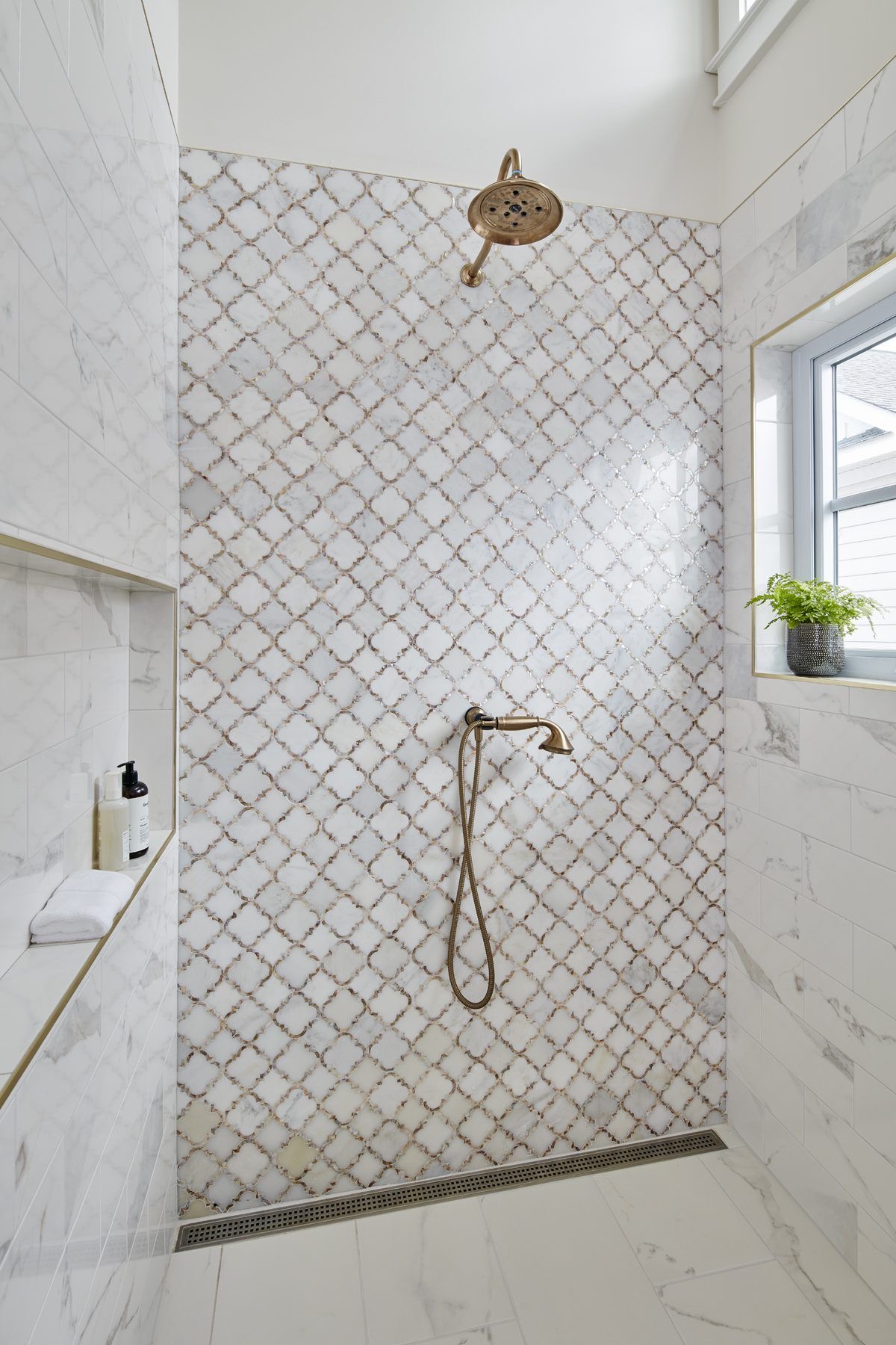 Quatrefoil Tile Creates a Delicate Shower Accent