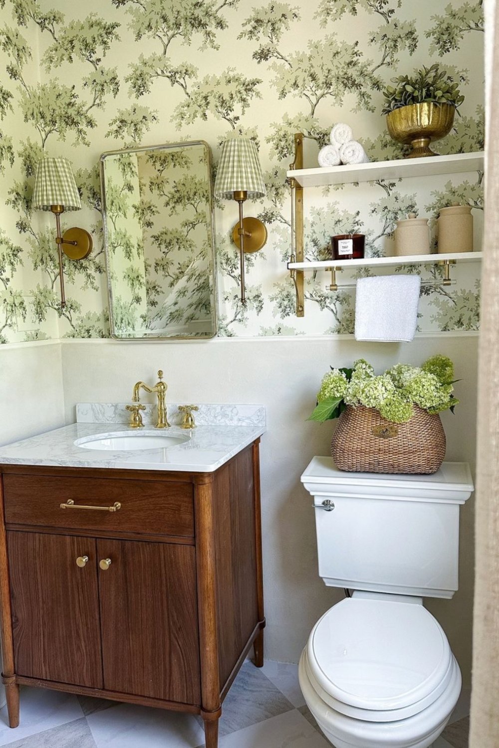 Tree Motif Wallpaper Creates a Whimsical Backdrop for Lighting