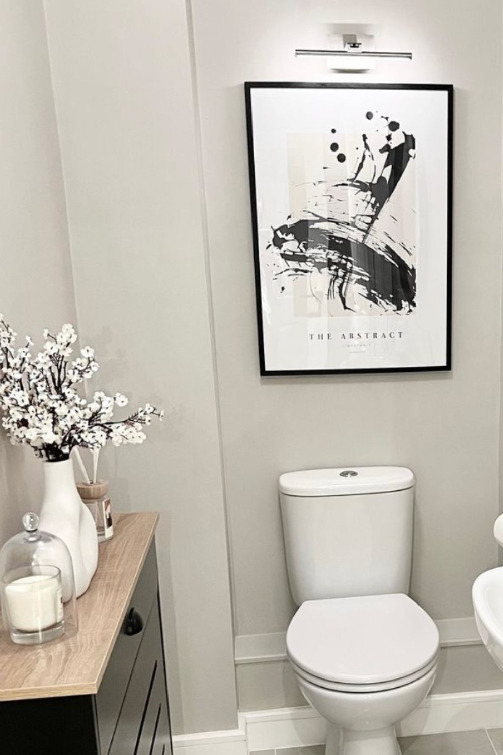 Framed Abstract Art Adds a Bold Statement Above the Toilet