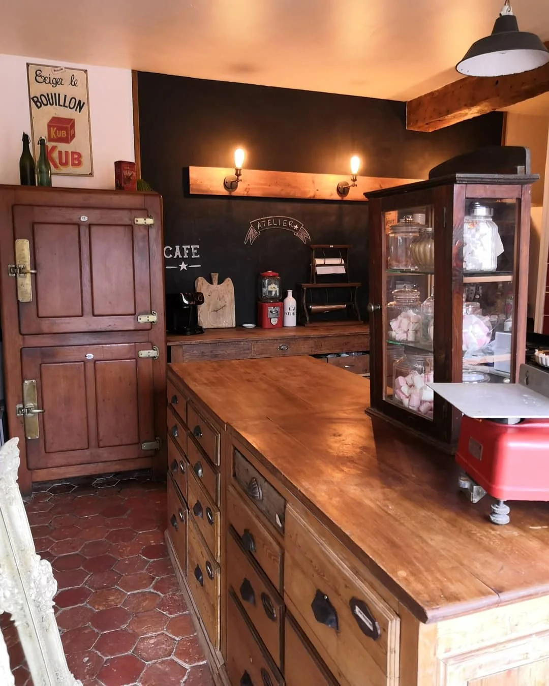 Vintage Apothecary Cabinet Displays Kitchen Goods
