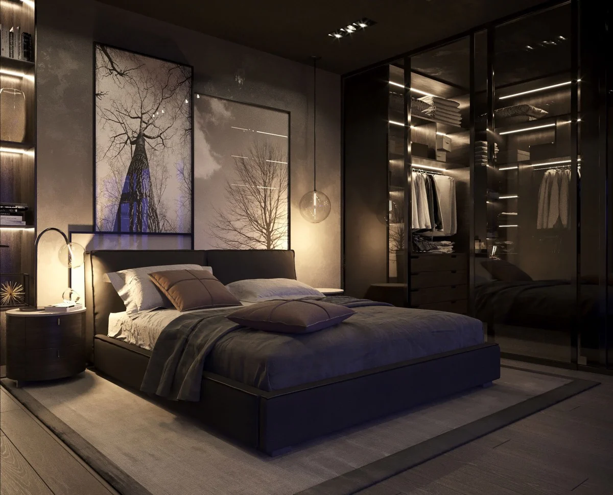 Framed Tree Art Creates a Moody Focal Point