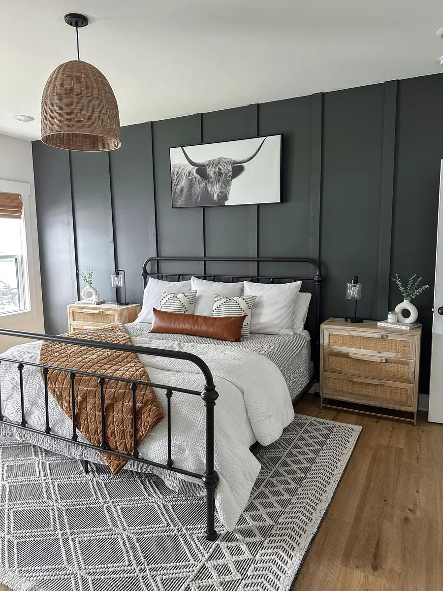 Vertical Board and Batten Walls in a Deep Charcoal
