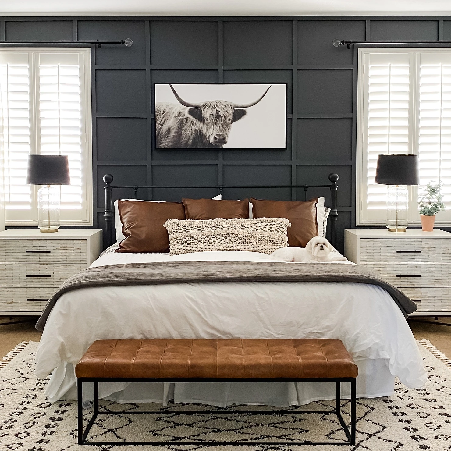 Grid Panel Walls Add Depth Behind Artwork