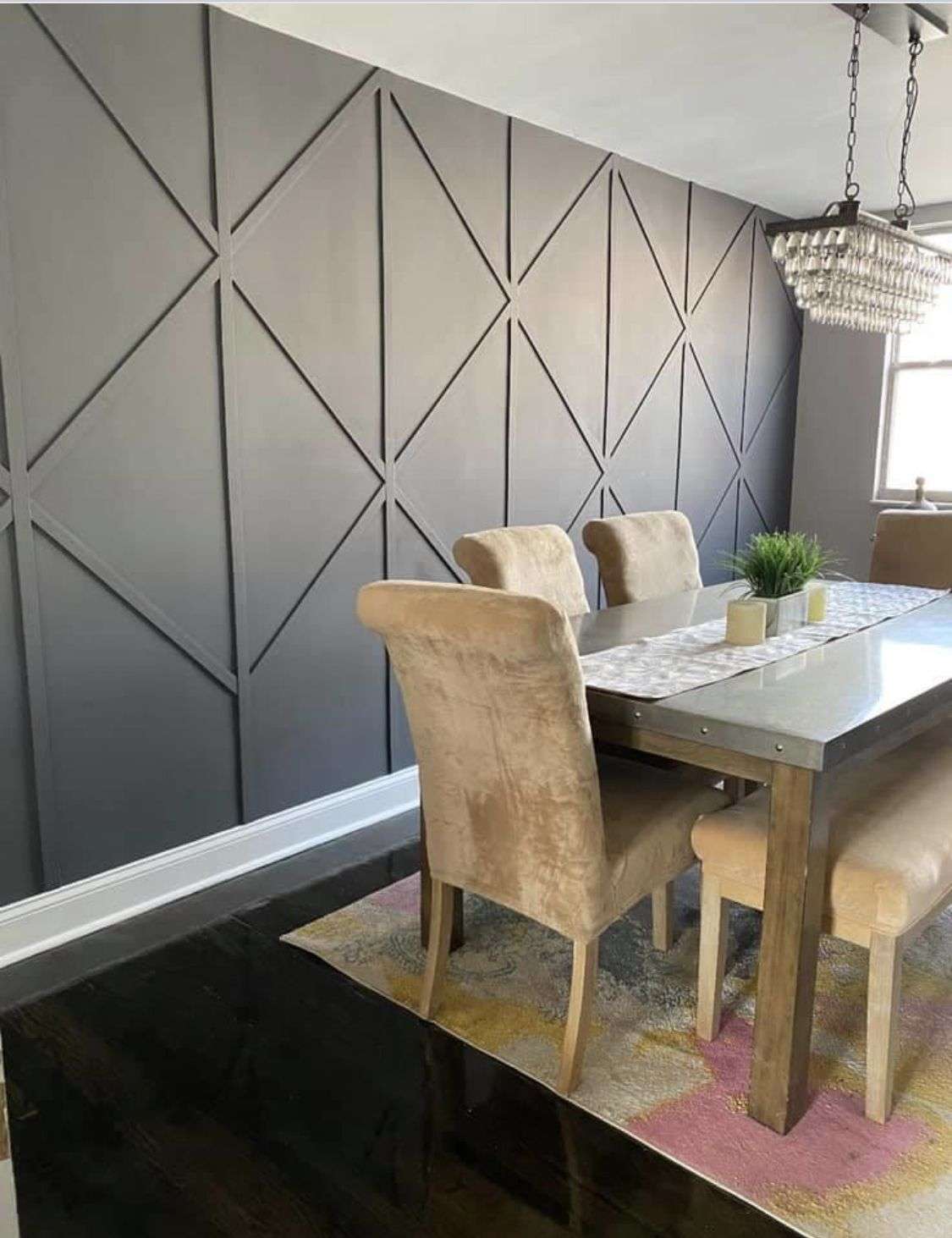 Geometric Diamond Patterned Walls Add Depth and Interest