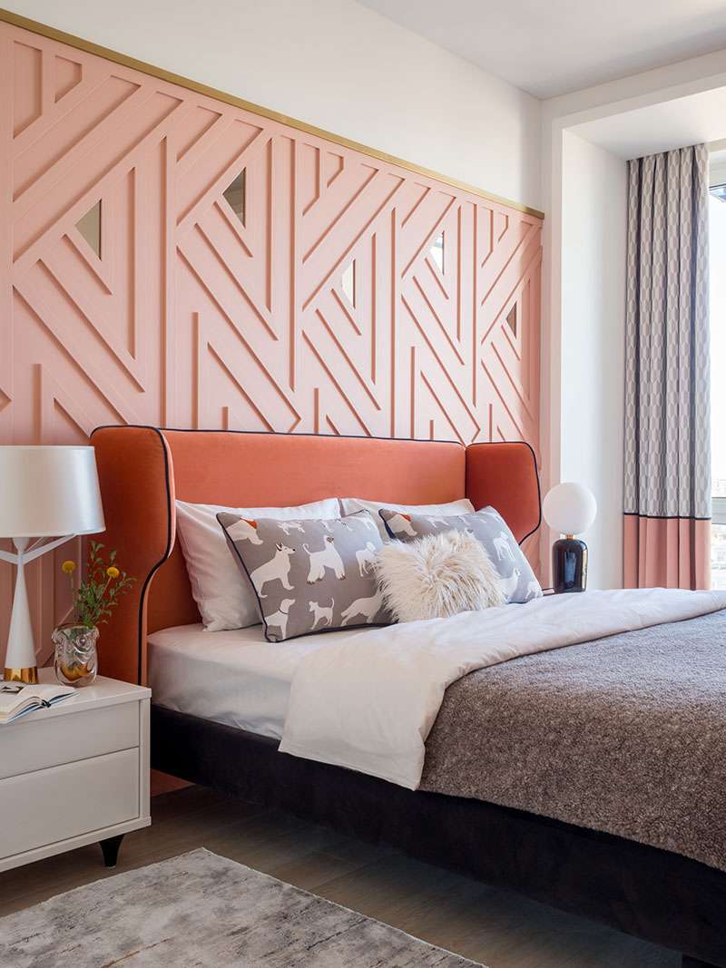 Pink Geometric Board and Batten with Mirrored Accents