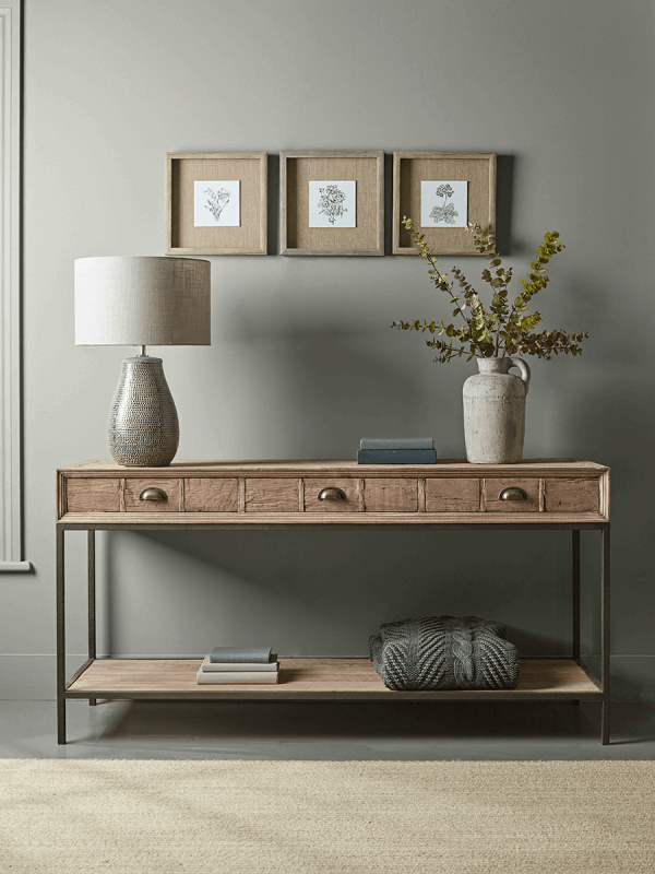 Three Framed Botanical Prints Add Delicate Art Above Console