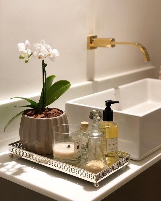 Silver Tray Organizes Countertop Essentials With Decorative Flair