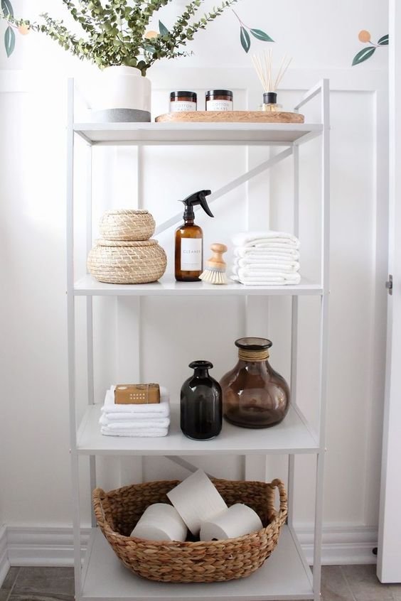 Woven Basket Stows Extra Toilet Paper Rolls Attractively