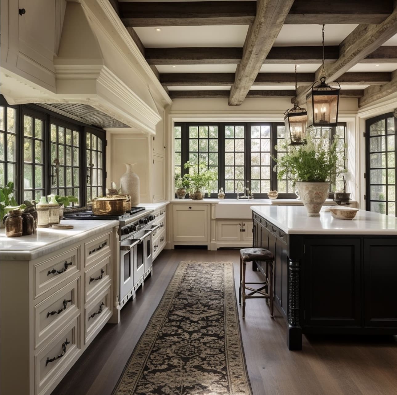 Lantern Pendant Lights Add Warmth Above Kitchen Island