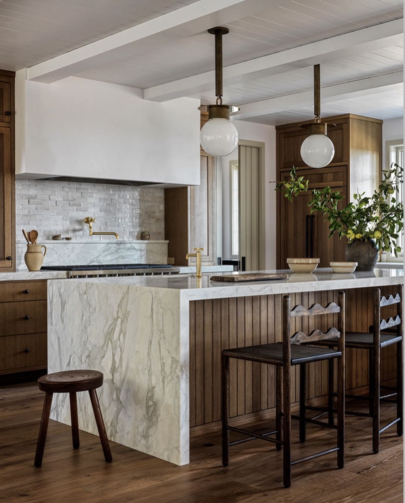 Combine Luxe and Rustic with a Marble and Wood Island