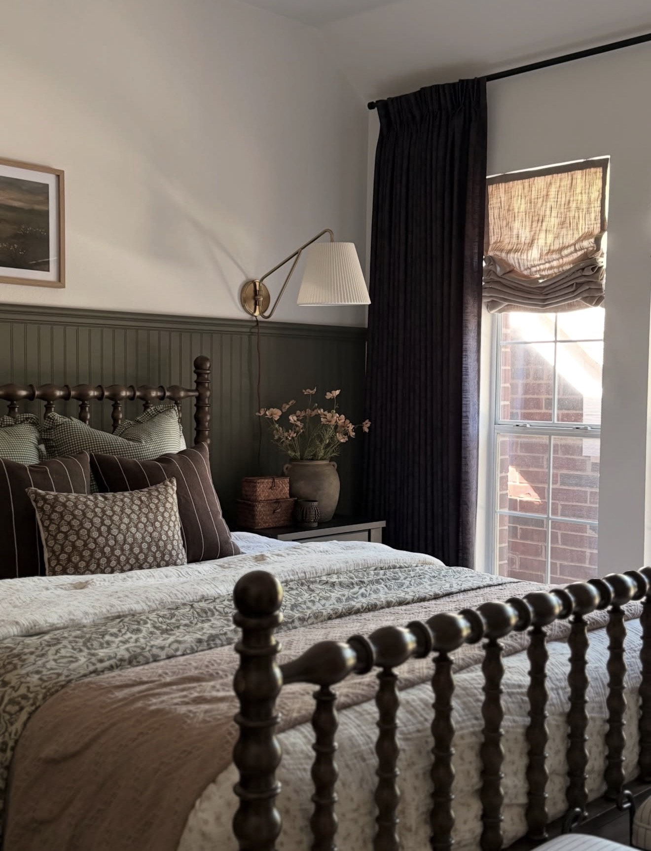 Dark Beadboard Wainscoting Creates a Moody Backdrop