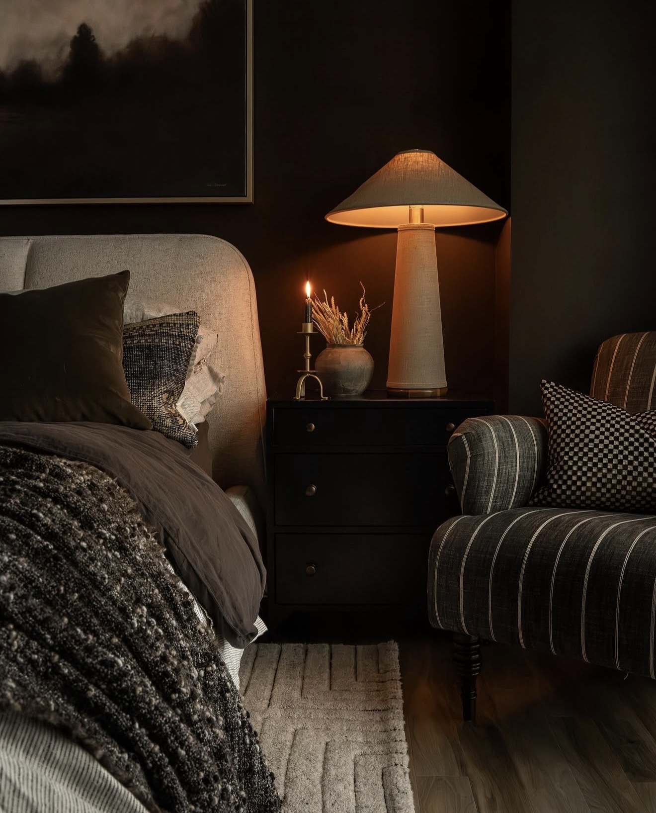 Textured Bedside Lamp Creates Cozy Ambiance