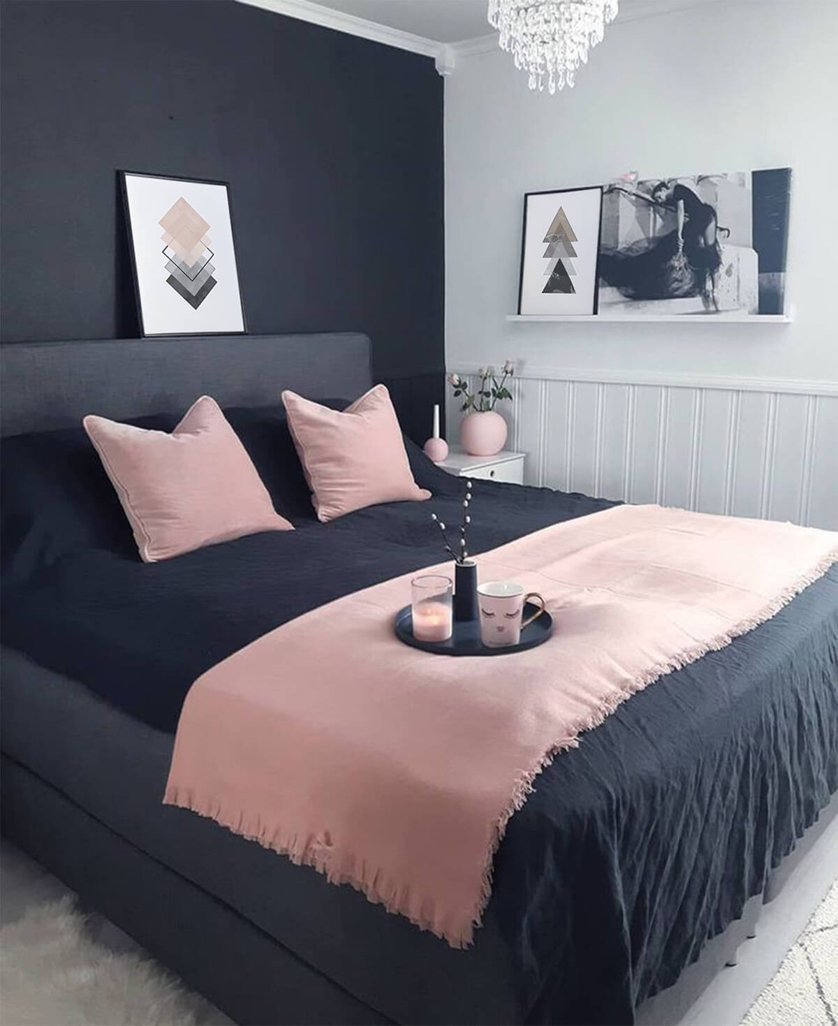 Soften Navy with a Blush Throw for Gentle Contrast