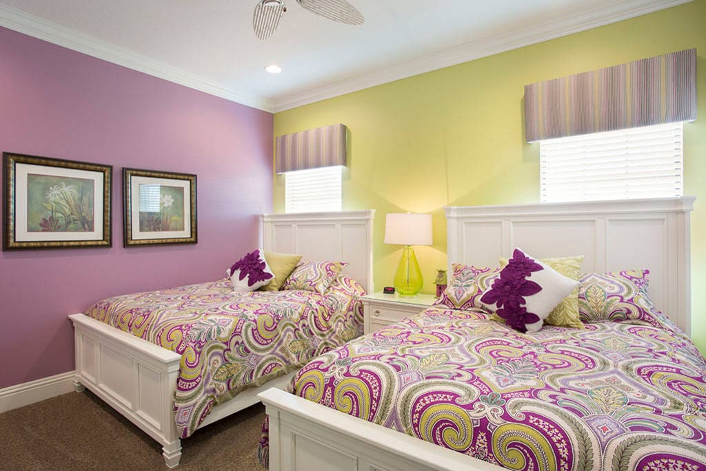 Lavender Walls Meet Chartreuse for a Playful Bedroom