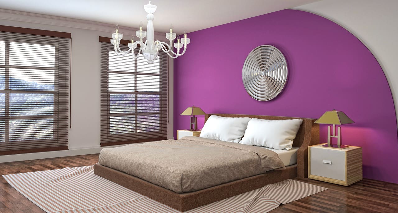 Purple Walls with a Swirling Silver Wall Accent