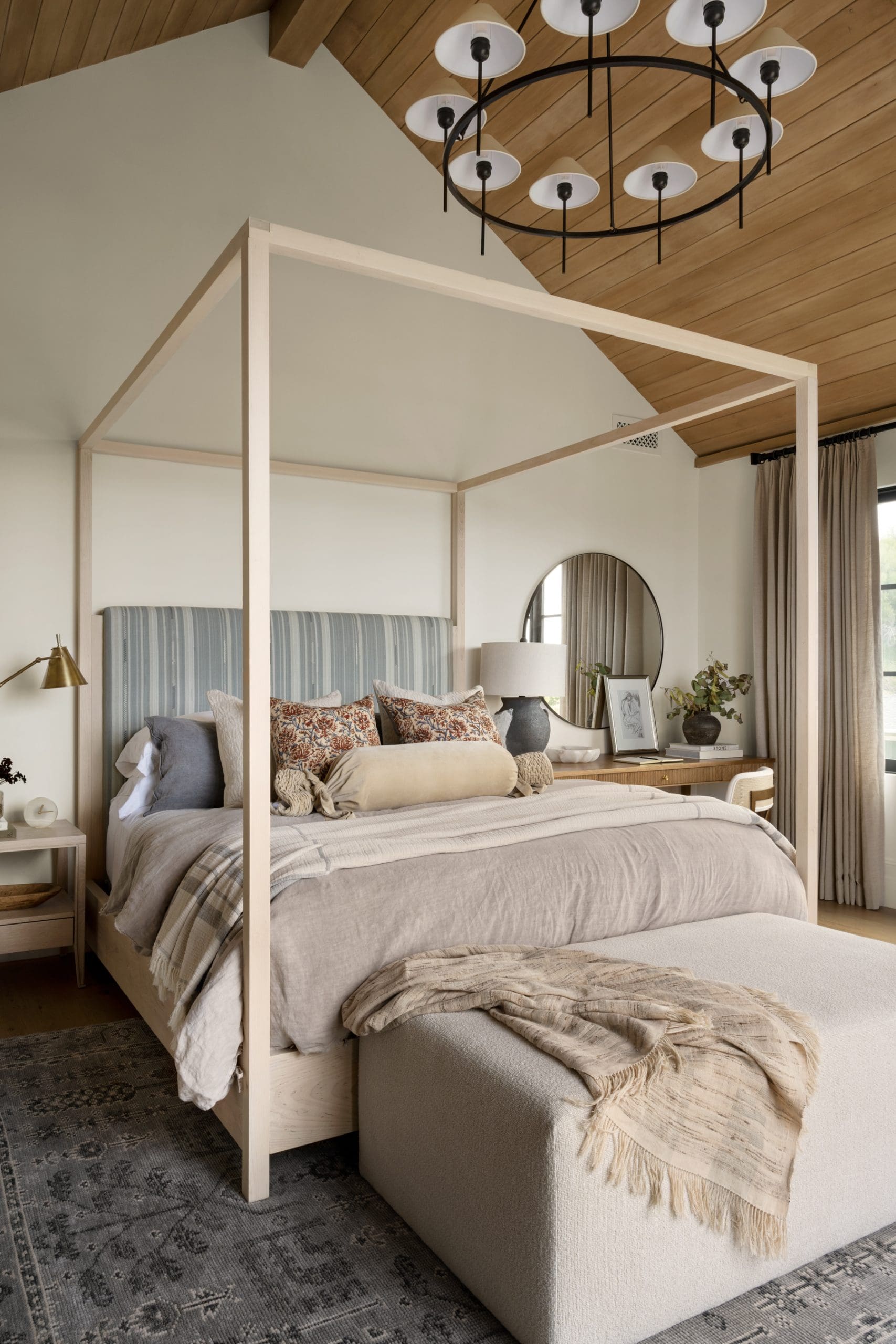 Textured Upholstered Bench Offers a Cozy Foot-of-Bed Spot