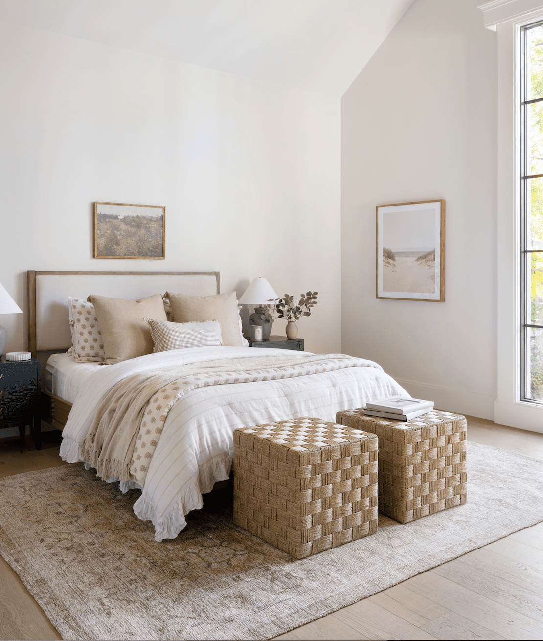 Woven Cube Ottomans Add Natural Texture and Seating