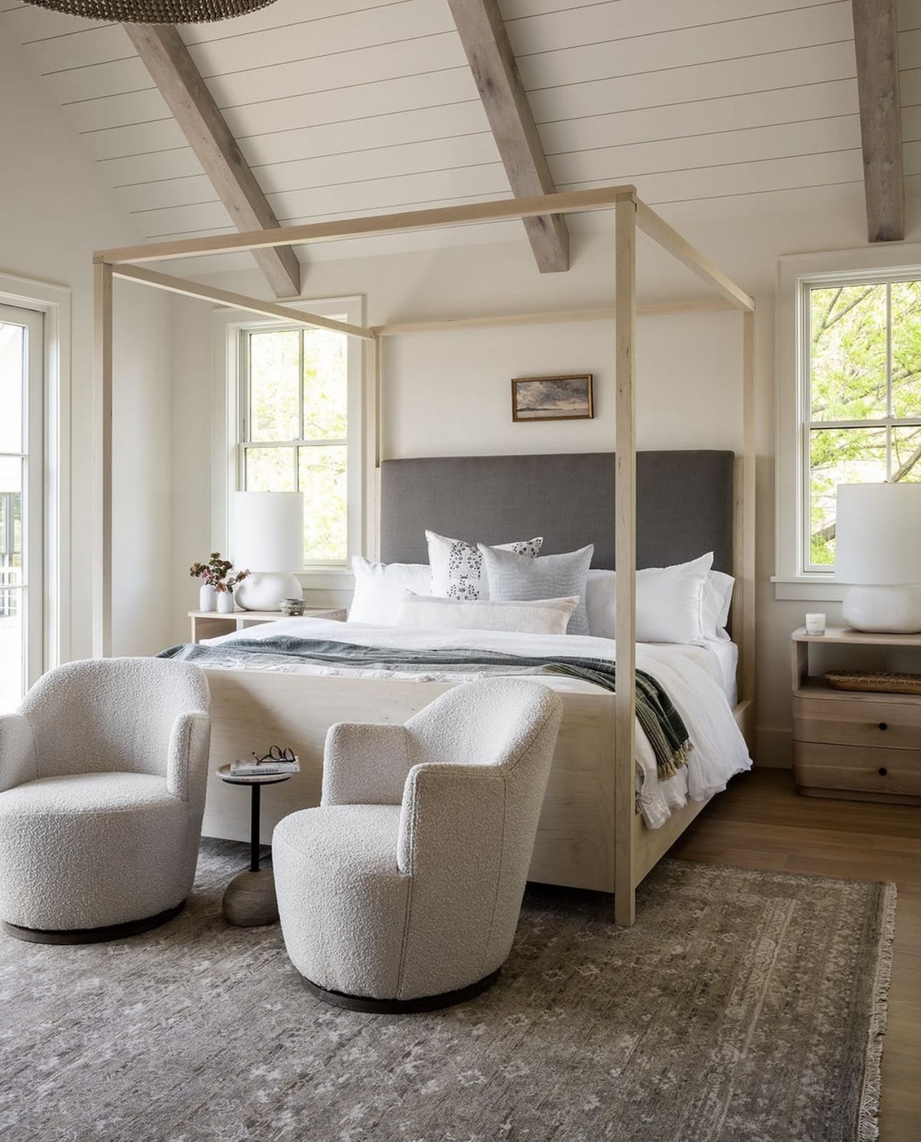 Plush Bouclé Swivel Chairs Create Cozy Seating Nooks