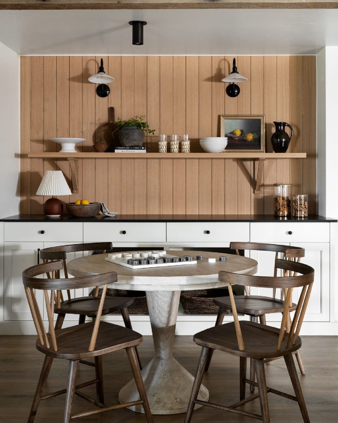 Round Dining Table With Built-In Game Ready for Play