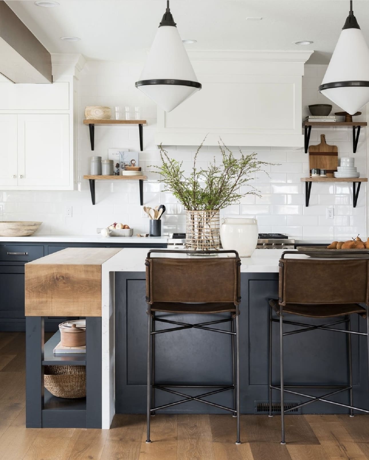 Wooden Countertop Section Adds Warmth to Island
