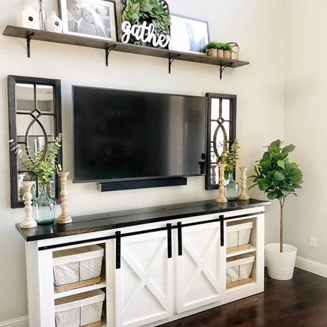 Decorative Window Panes Frame the TV for Added Dimension