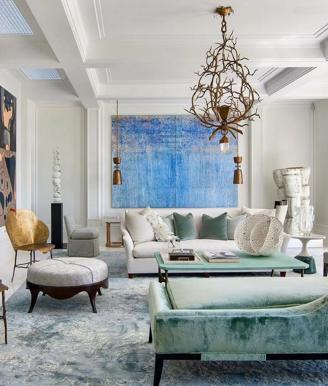 Turquoise Velvet Chaise Adds a Lush Seating Option
