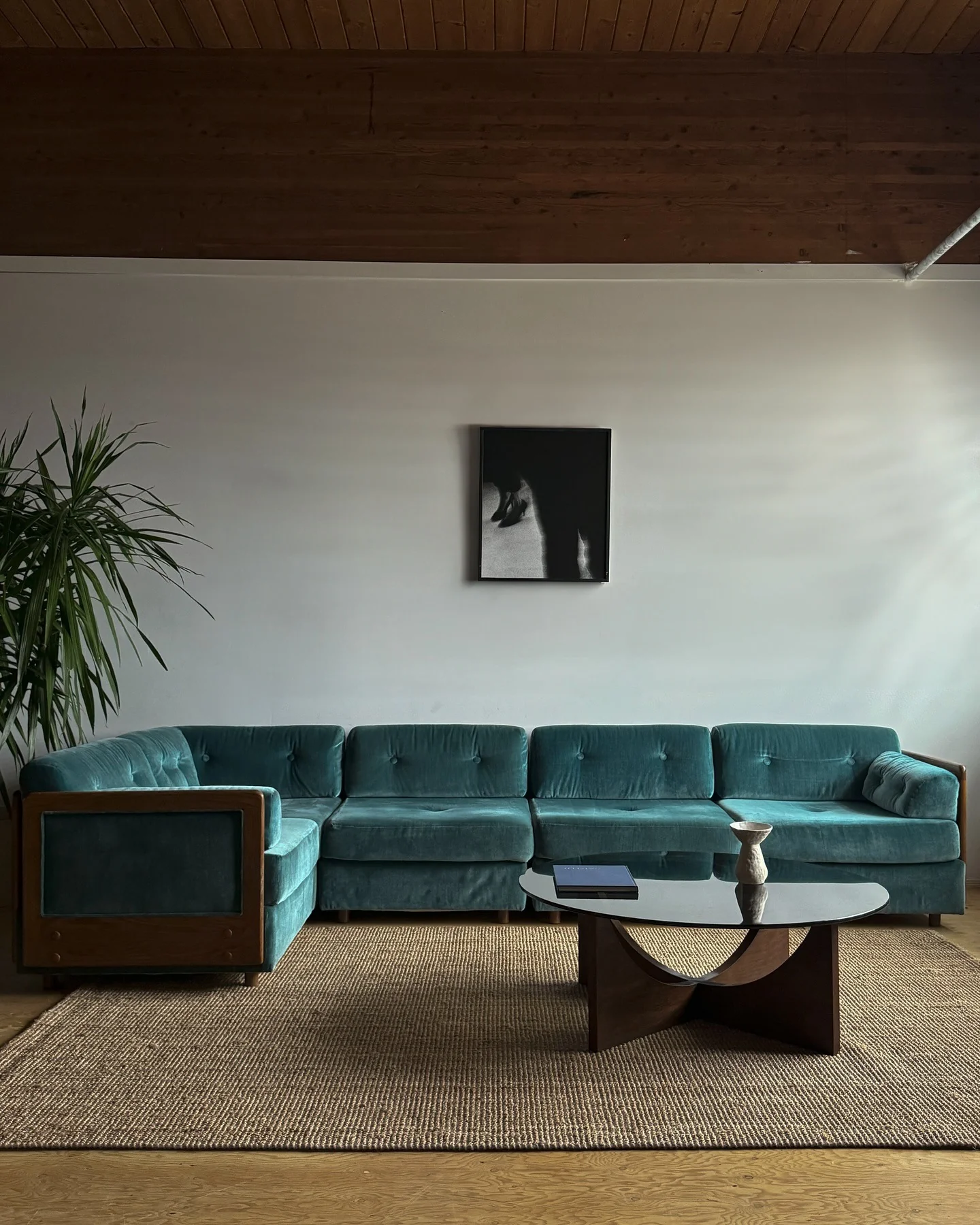 Geometric Wood Coffee Table With Curved Elements
