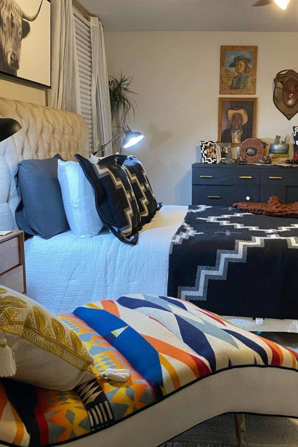 Layered Southwestern Blankets Add Bold Color and Texture