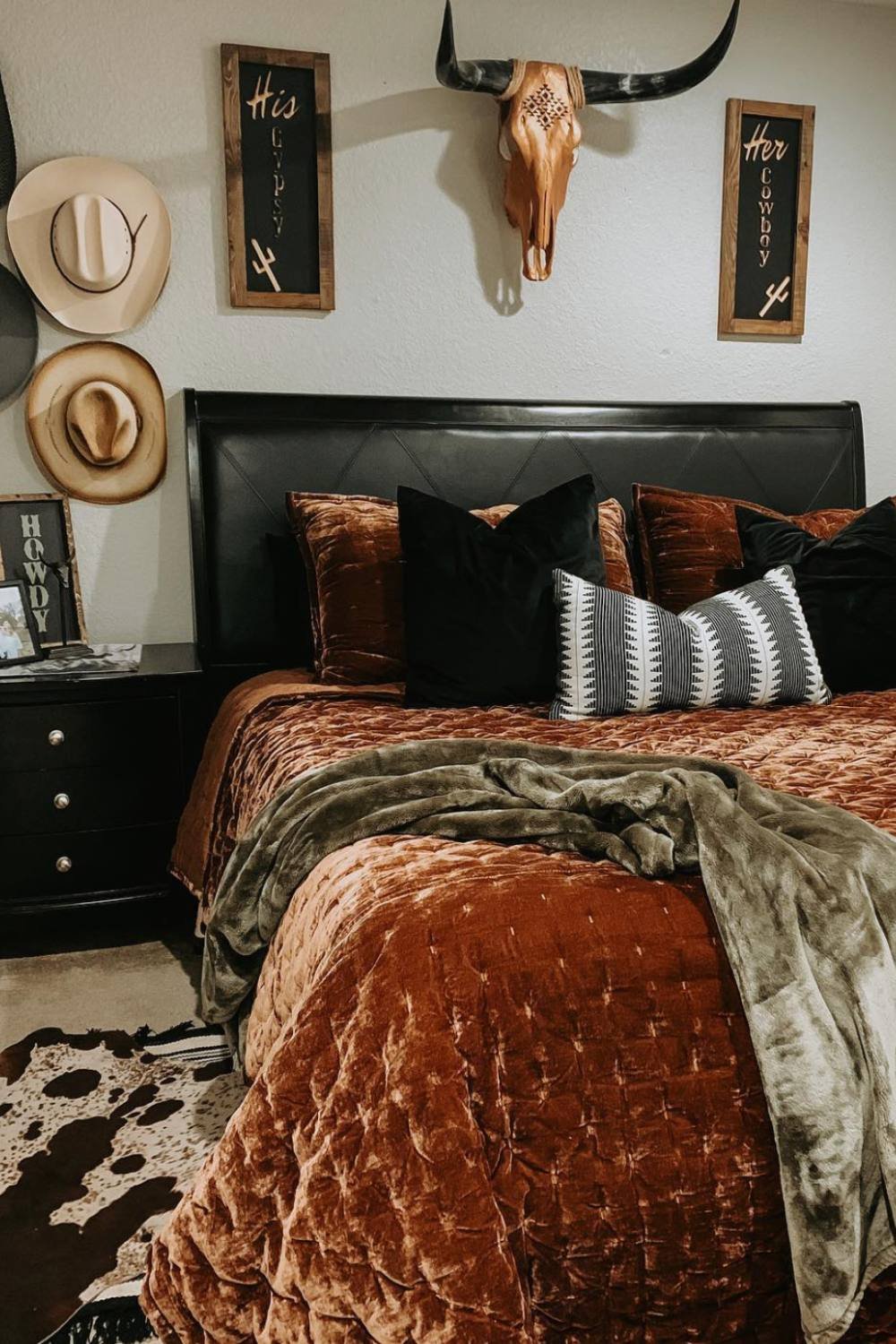Framed 'His' and 'Her' Signs Anchor The Bedside