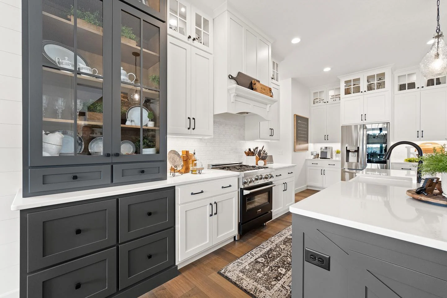 Showcase Your Best Dinnerware in a Gray Display Cabinet