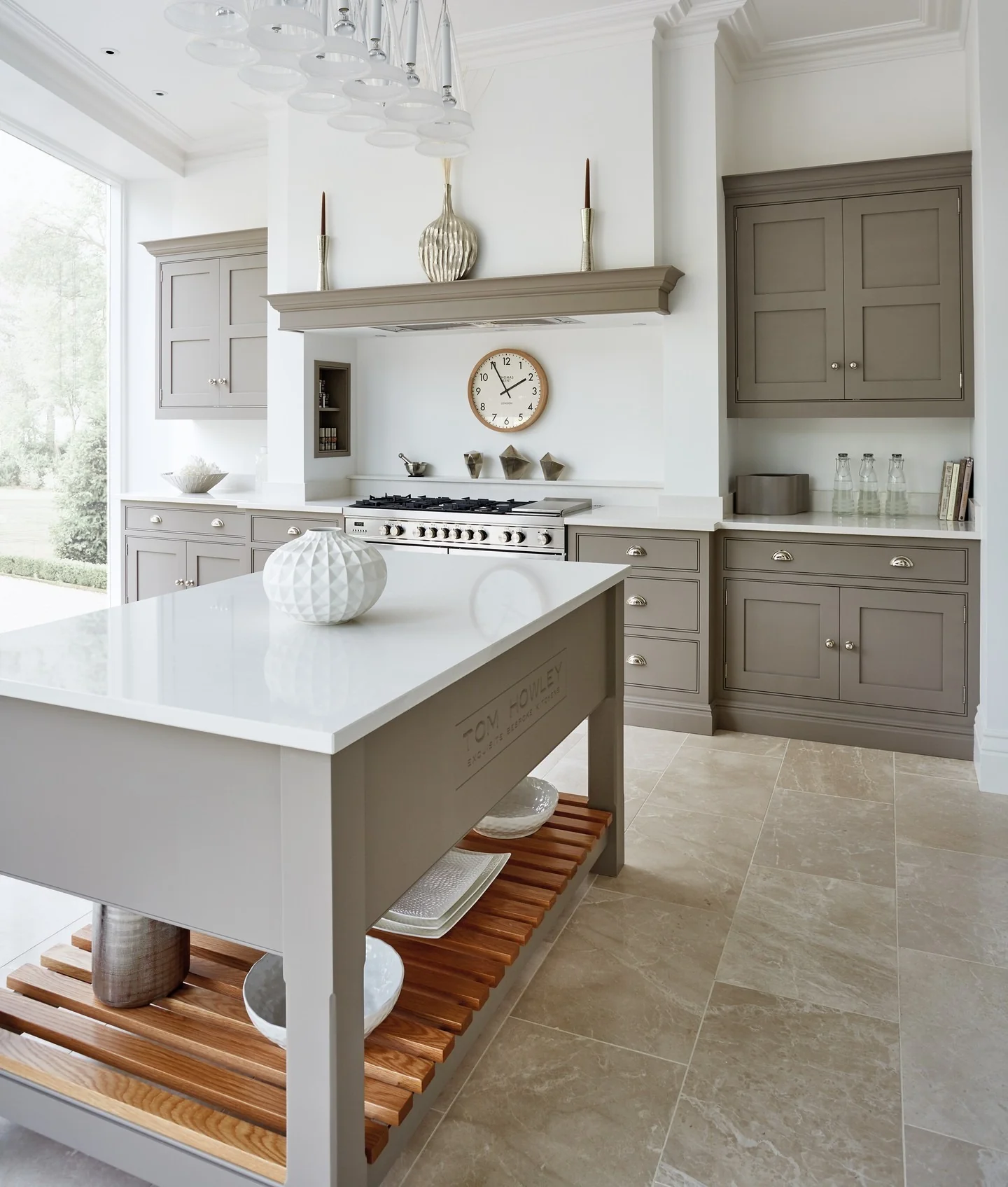 Open Island Shelving With Wood Slats For Display