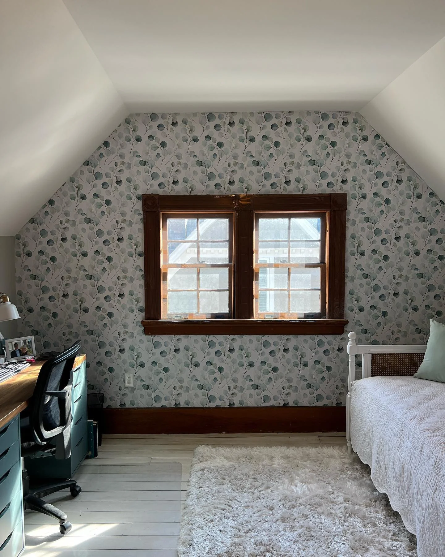 Botanical Wallpaper Adds a Gentle Pattern to Attic Walls