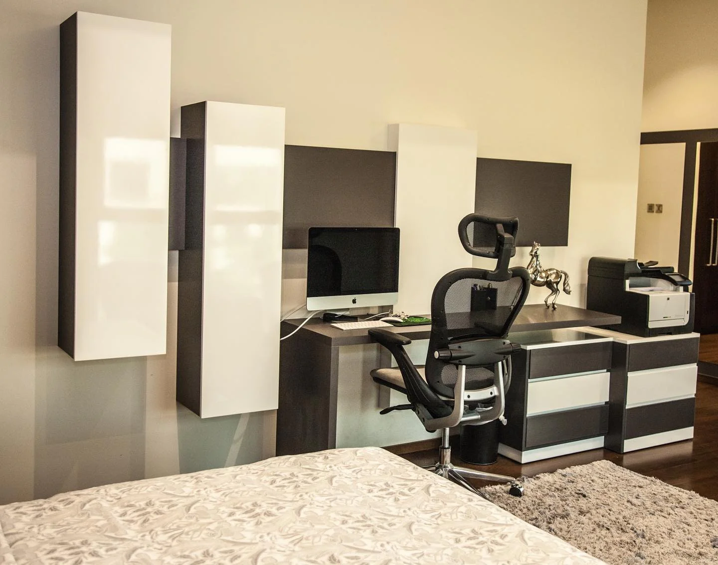 Design a Sleek Office Wall with Alternating Cabinets