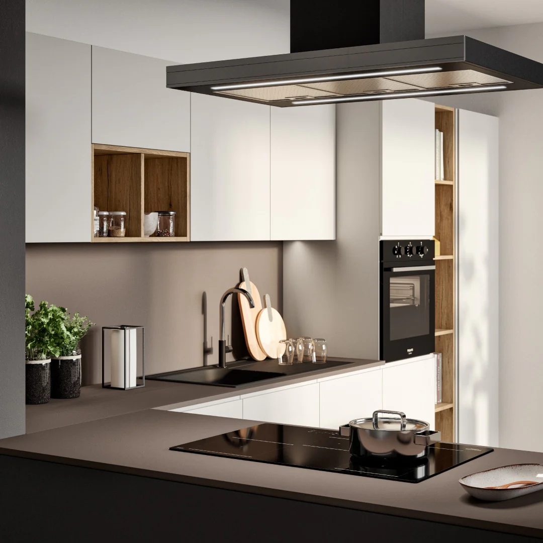Open Wood Niche for Displaying Kitchen Staples