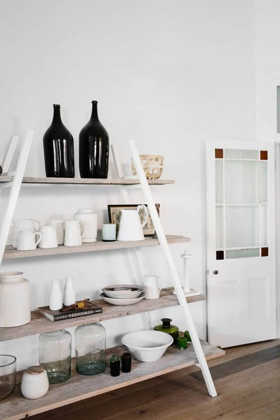 A-Frame Shelving Unit Holds Everyday Dinnerware and Glassware