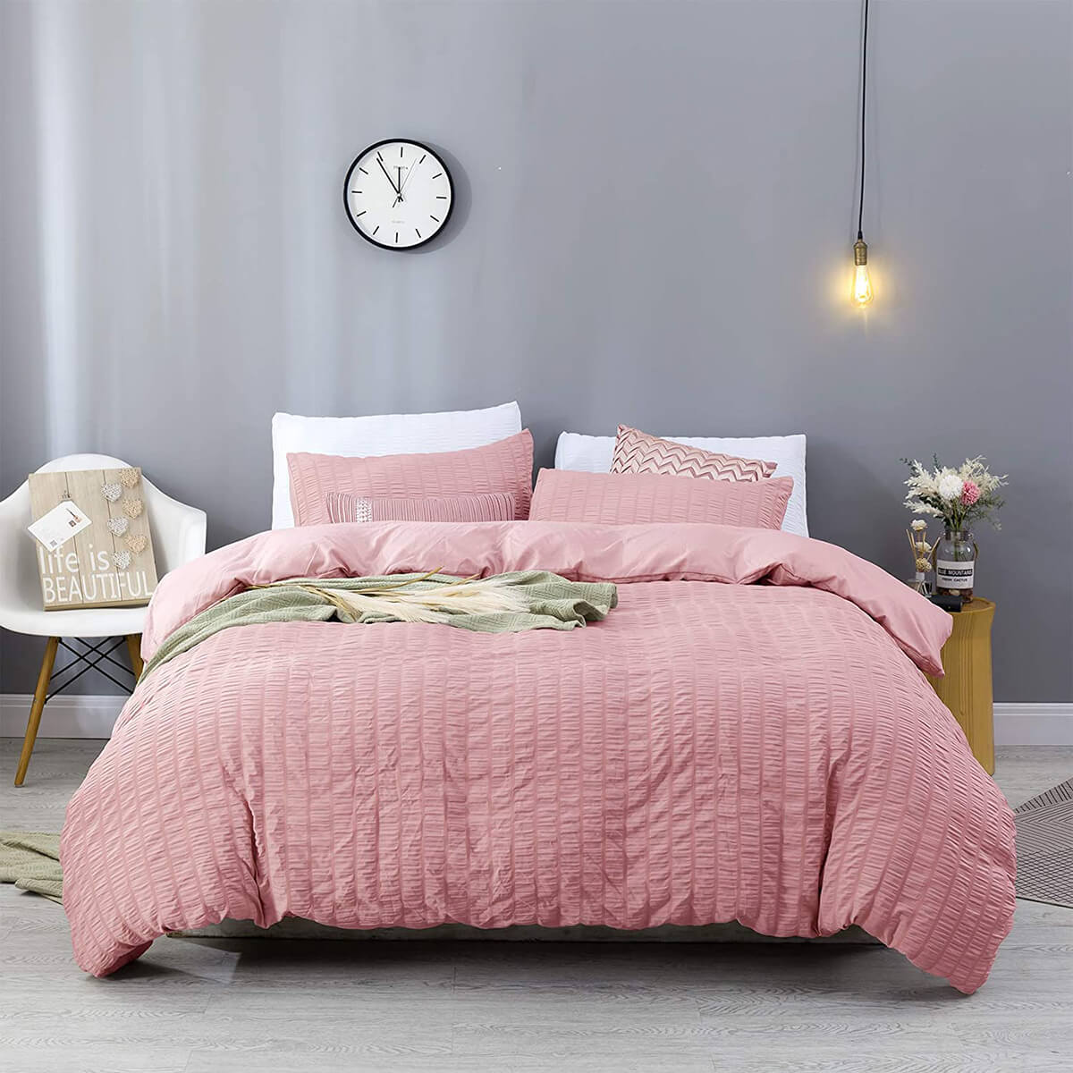 Textured Pink Duvet Cover Adds Subtle Dimension