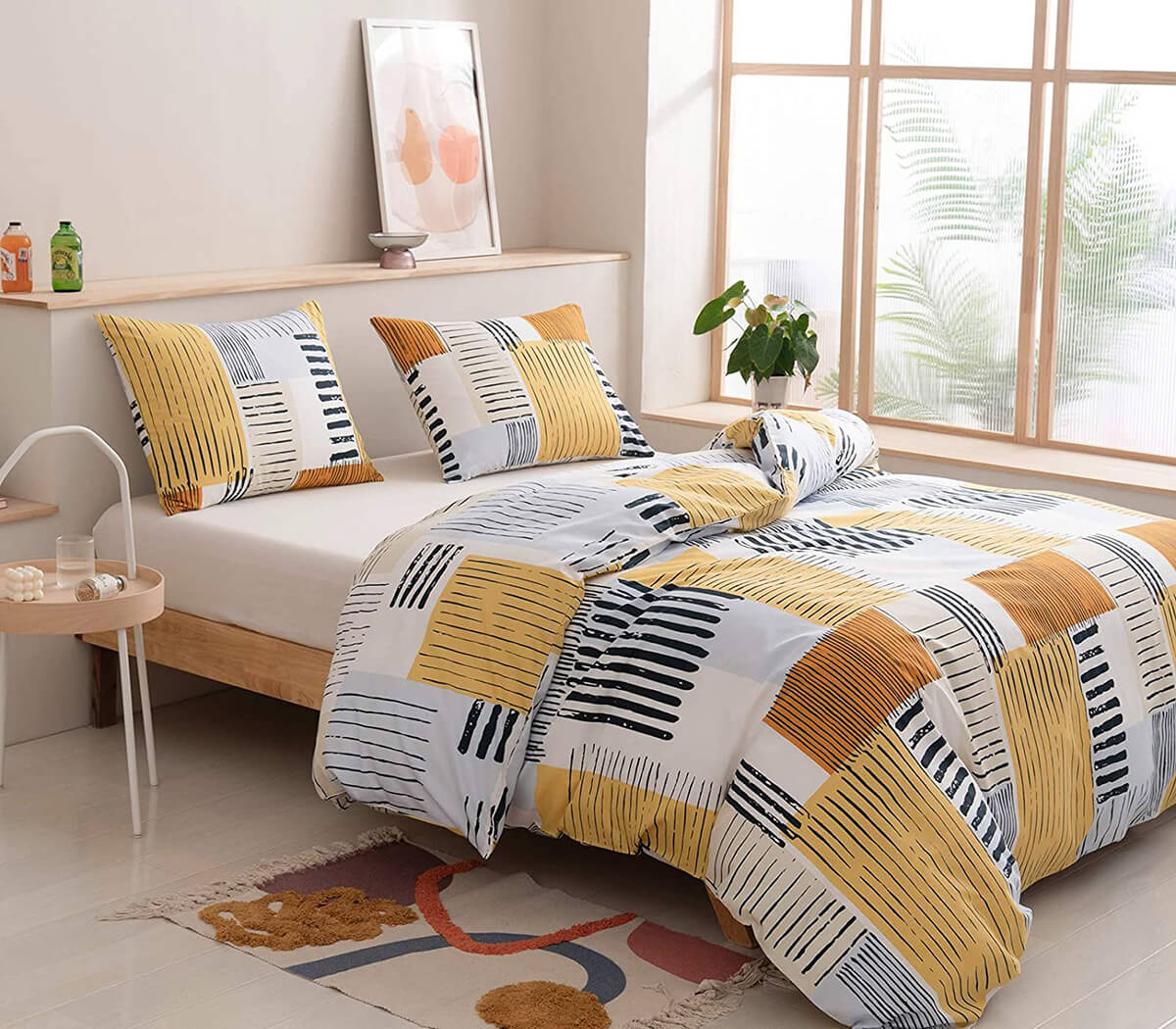Abstract Block Print Duvet Cover for a Playful Bedroom