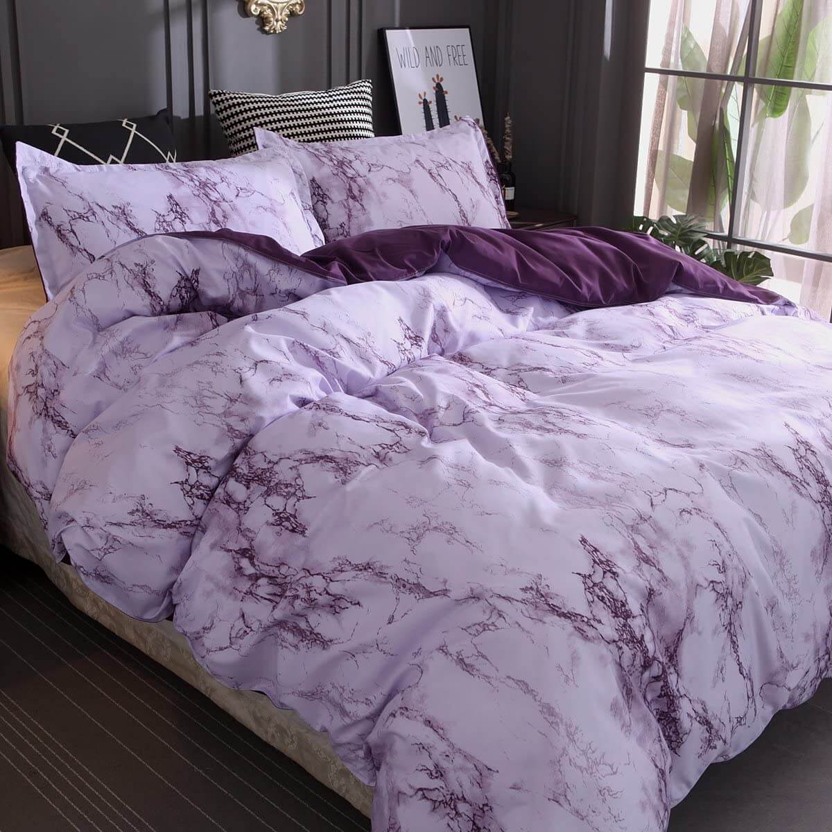Lavender Marble Duvet Cover for a Chic Bedroom
